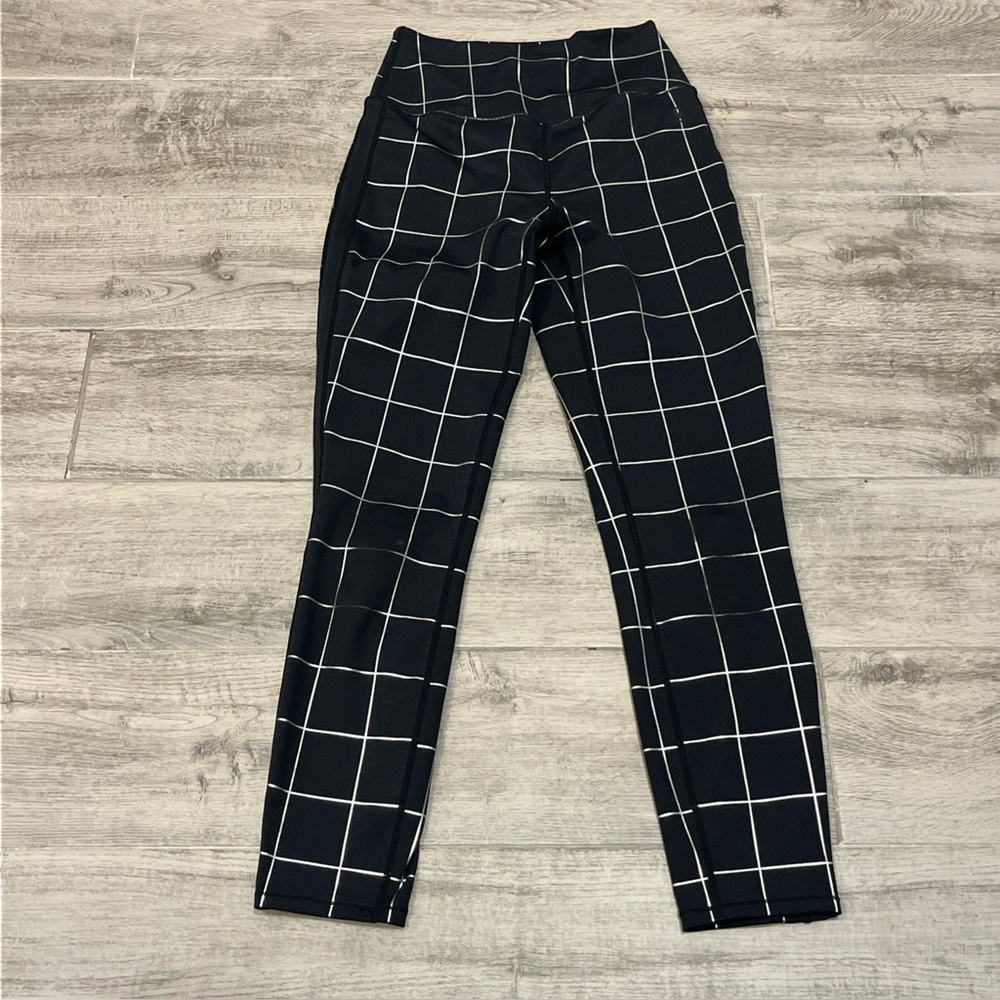 Good American‎ Women’s 7/8 Foil Windowpane Check Cropped Leggings Size 1 GP0601